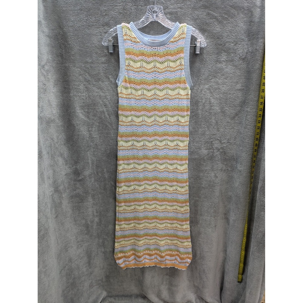Boho Dress‎ Women's Small Crochet Knit 3/4 Lined Festival Retro Pastel